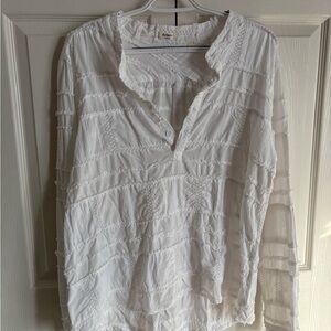 Dylan White Textured Women's Blouse